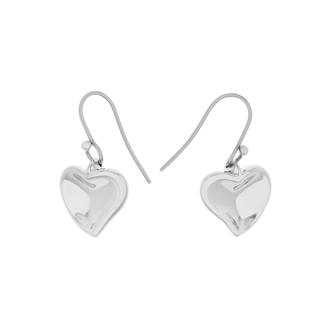 Exclusive Tiffany & Co. Sterling Silver Carved Heart Earrings — Front View