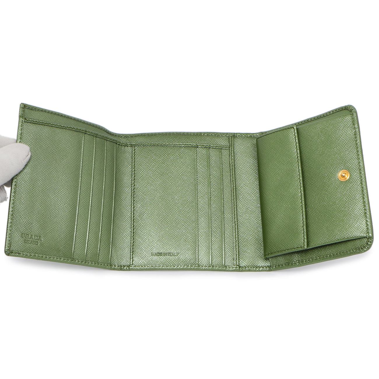 Exclusive Prada Saffiano Tri-Fold Compact Wallet — Top View