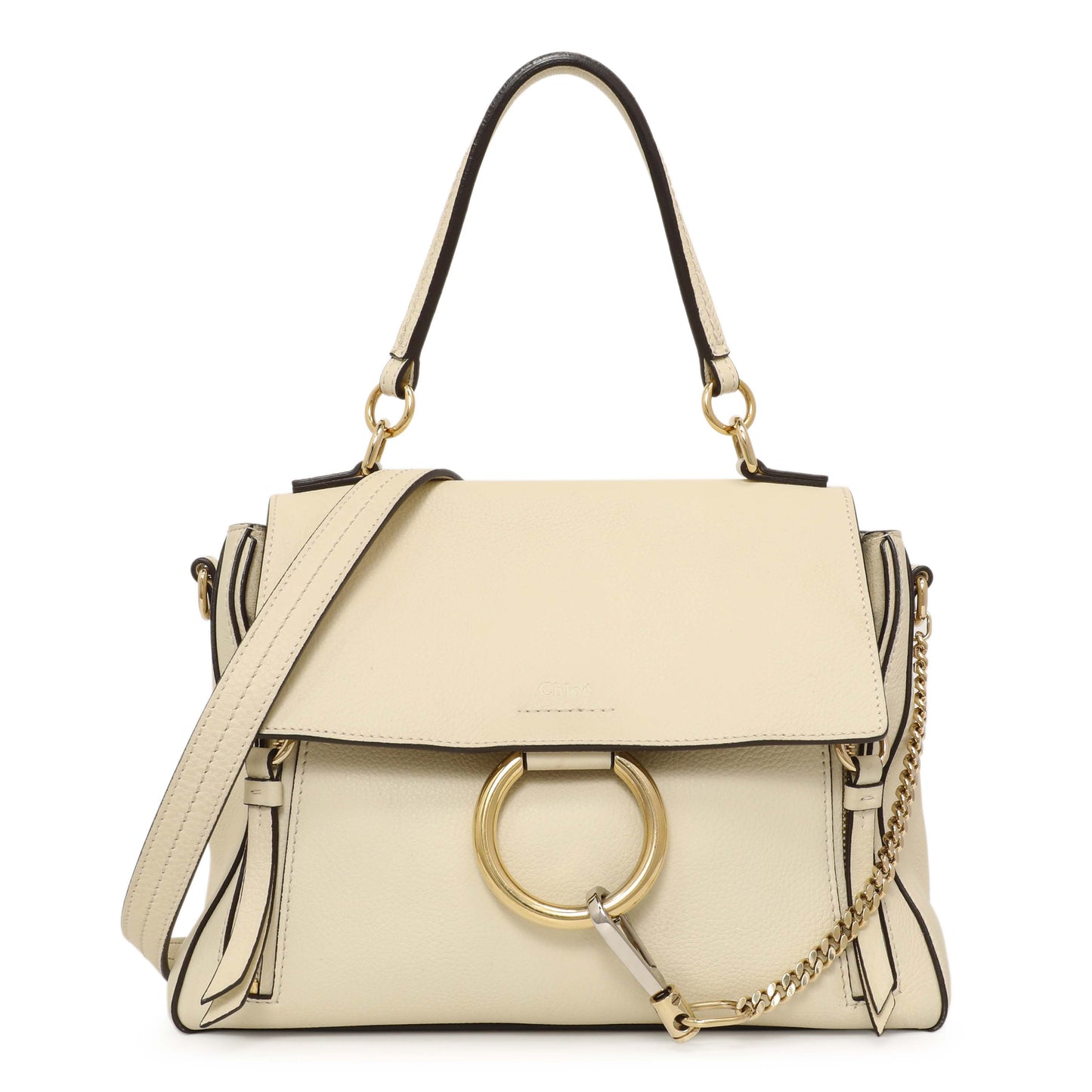 Exclusive Chloe White Calfskin Small Faye Day Shoulder Bag — Front View