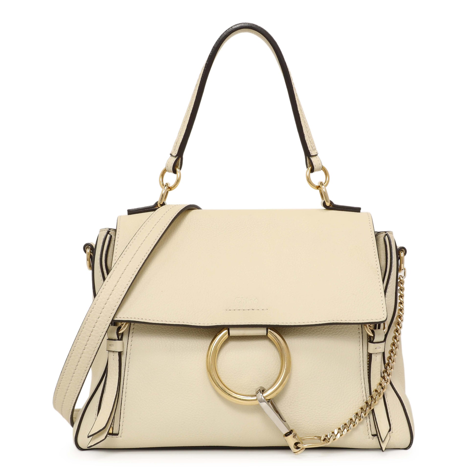Exclusive Chloe White Calfskin Small Faye Day Shoulder Bag — Front View