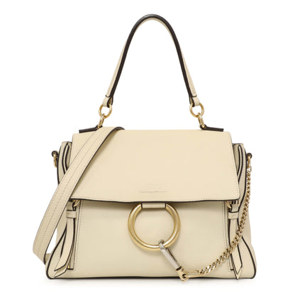 Exclusive Chloe White Calfskin Small Faye Day Shoulder Bag — Front View