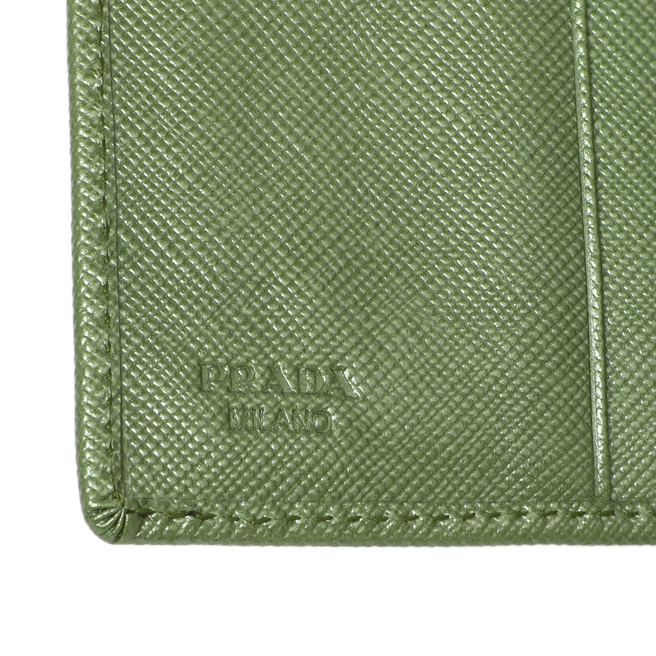 Exclusive Prada Saffiano Tri-Fold Compact Wallet — Detail View