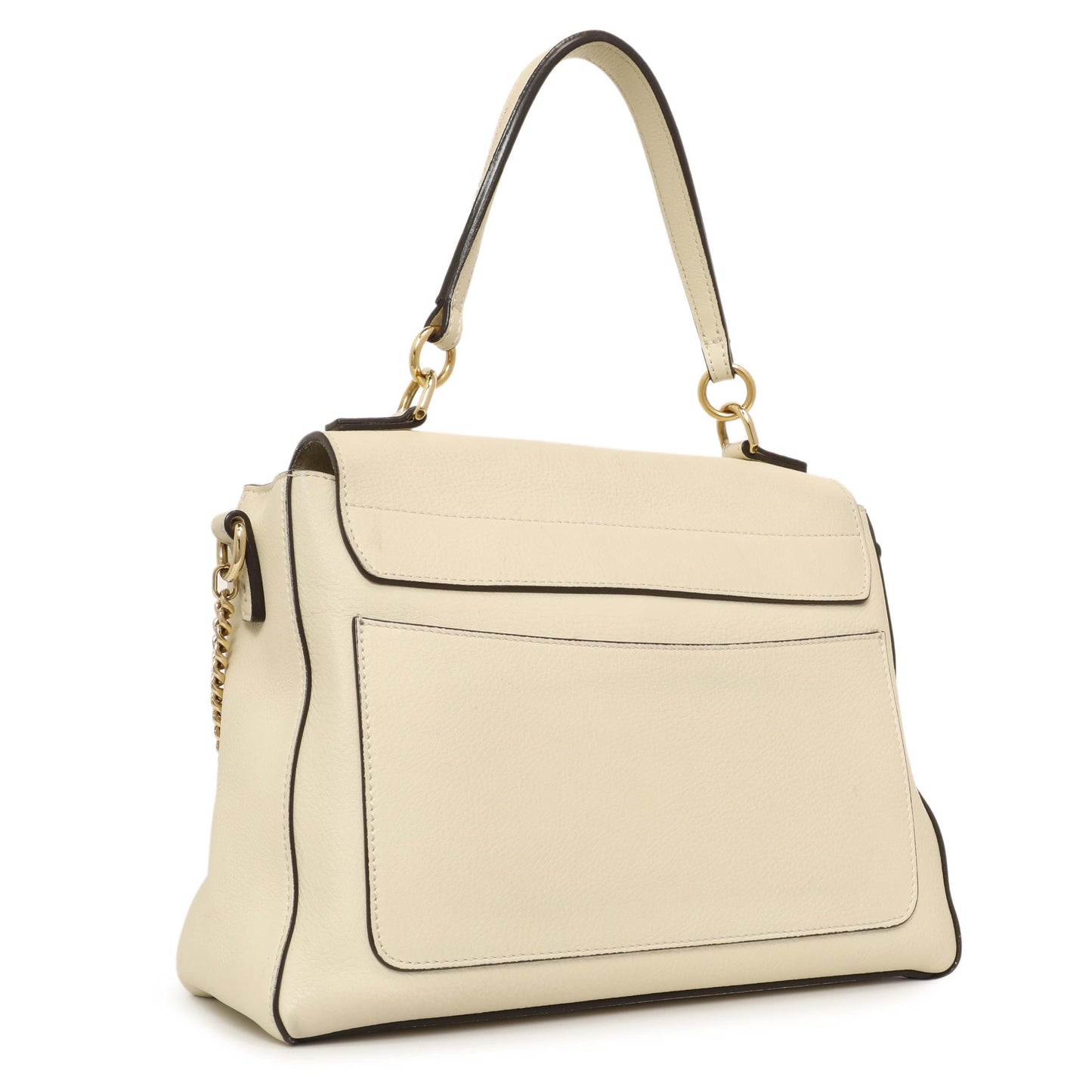 Exclusive Chloe White Calfskin Small Faye Day Shoulder Bag — Side View