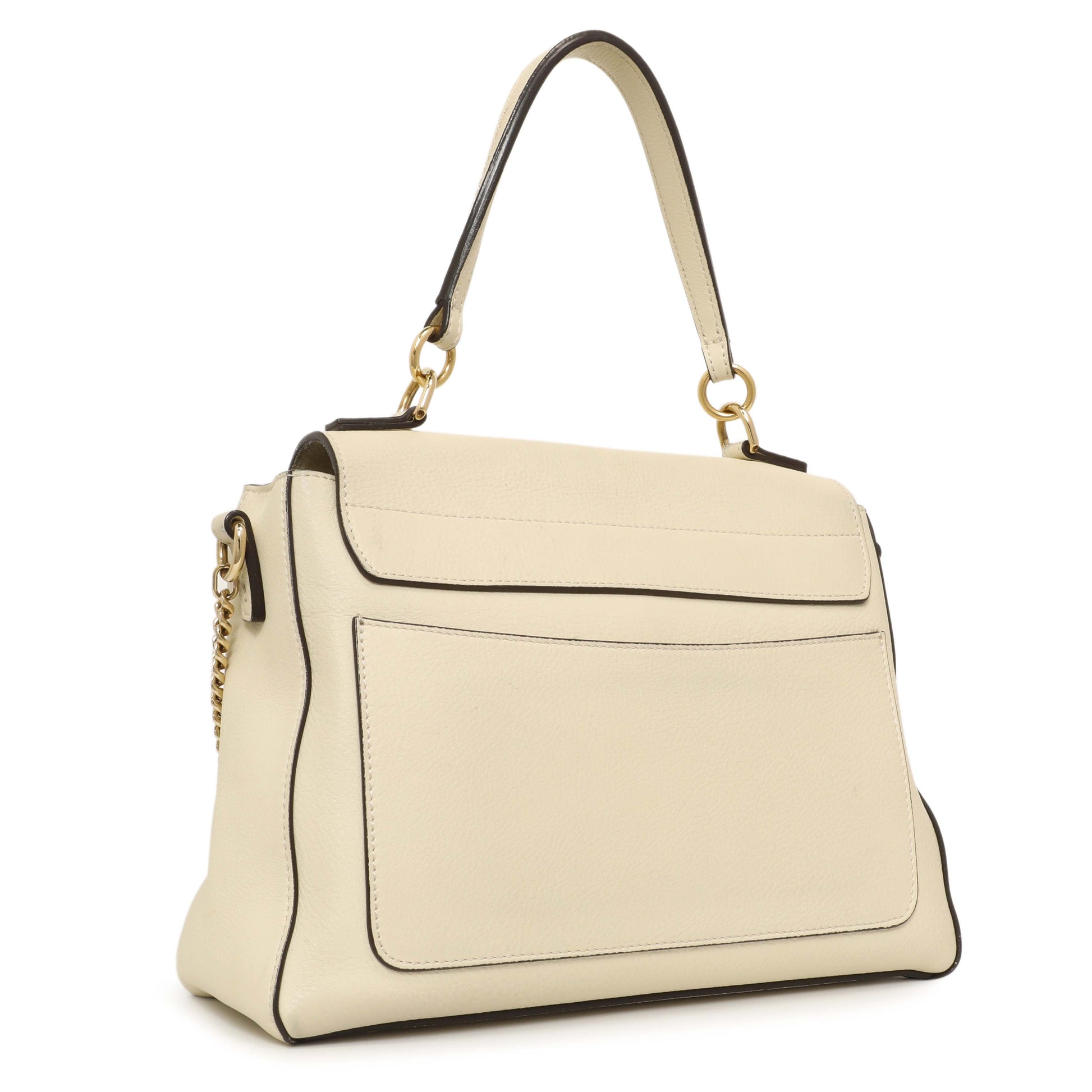 Exclusive Chloe White Calfskin Small Faye Day Shoulder Bag — Side View