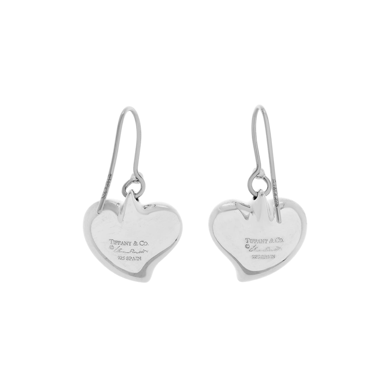 Exclusive Tiffany & Co. Sterling Silver Carved Heart Earrings — Side View