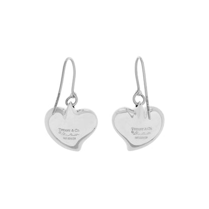 Exclusive Tiffany & Co. Sterling Silver Carved Heart Earrings — Side View