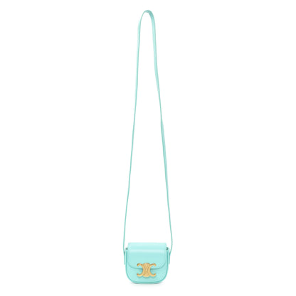 Exclusive Celine Turquoise Shiny Calfskin Triomphe Airpods Case — Front View