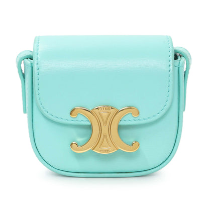 Exclusive Celine Turquoise Shiny Calfskin Triomphe Airpods Case — Side View