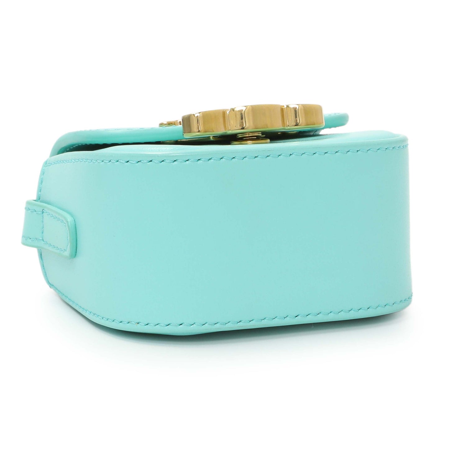 Exclusive Celine Turquoise Shiny Calfskin Triomphe Airpods Case — Top View