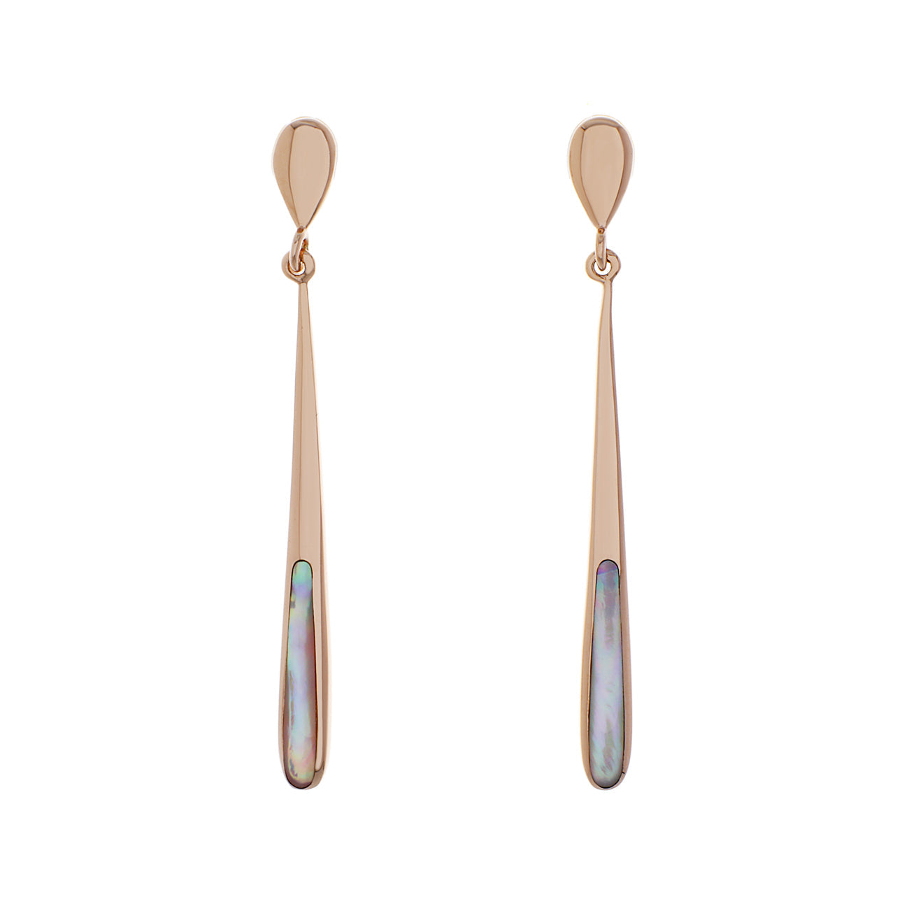 Exclusive 14K Rose Gold Mother of Pearl Drop Earrings — Front View