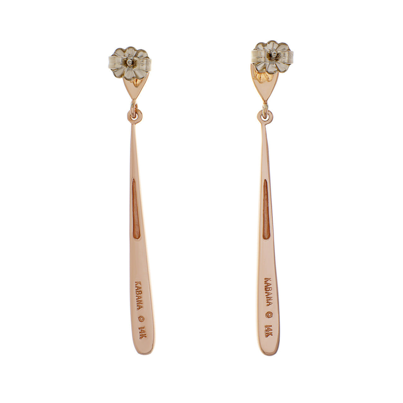 Exclusive 14K Rose Gold Mother of Pearl Drop Earrings — Side View