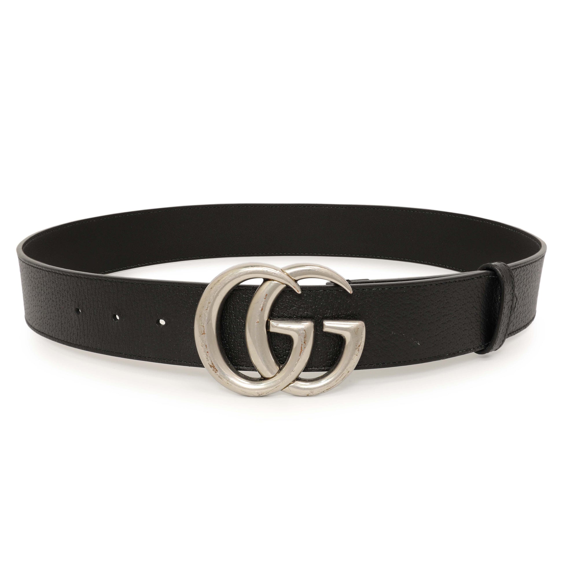 Exclusive Gucci Black Calfskin Double G 40mm Belt — Front View
