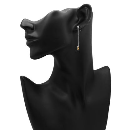 Exclusive 18K White Gold Di Modolo Diamond Citrine Drop Earrings — Back View