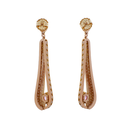 Exclusive 14K Rose Gold 3.22 Carat Pink Sapphire Earrings — Side View