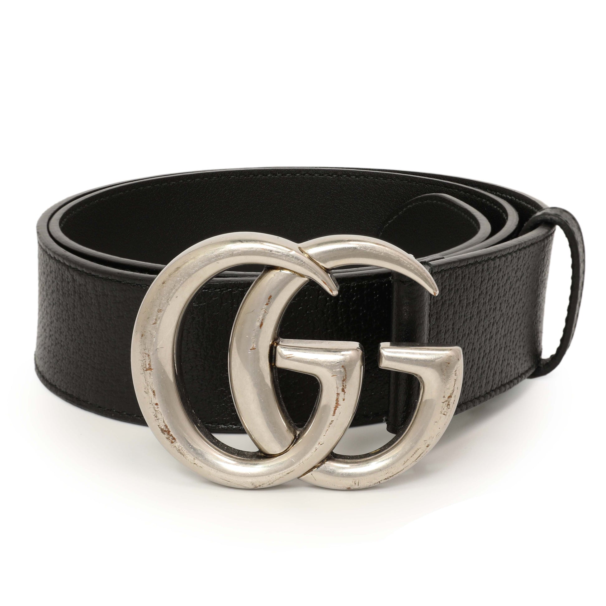 Exclusive Gucci Black Calfskin Double G 40mm Belt — Back View