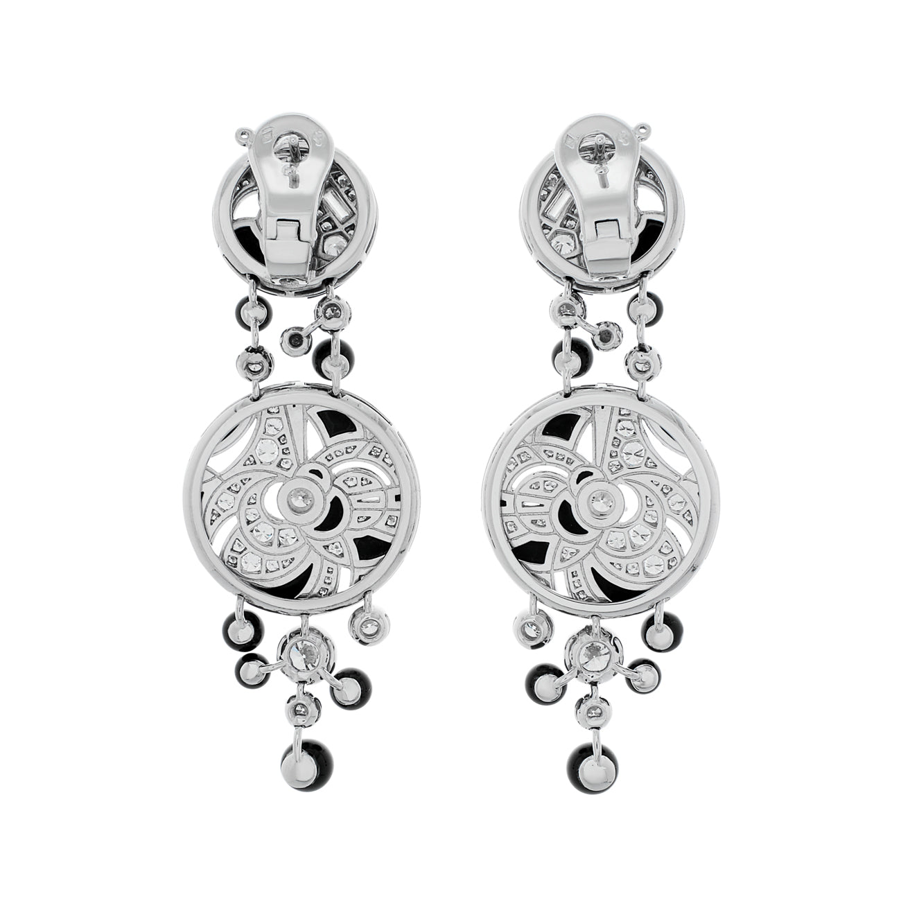 Exclusive Chanel 18K White Gold Diamond Onyx Cafe Society Midnight Earrings — Side View