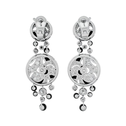 Exclusive Chanel 18K White Gold Diamond Onyx Cafe Society Midnight Earrings — Side View