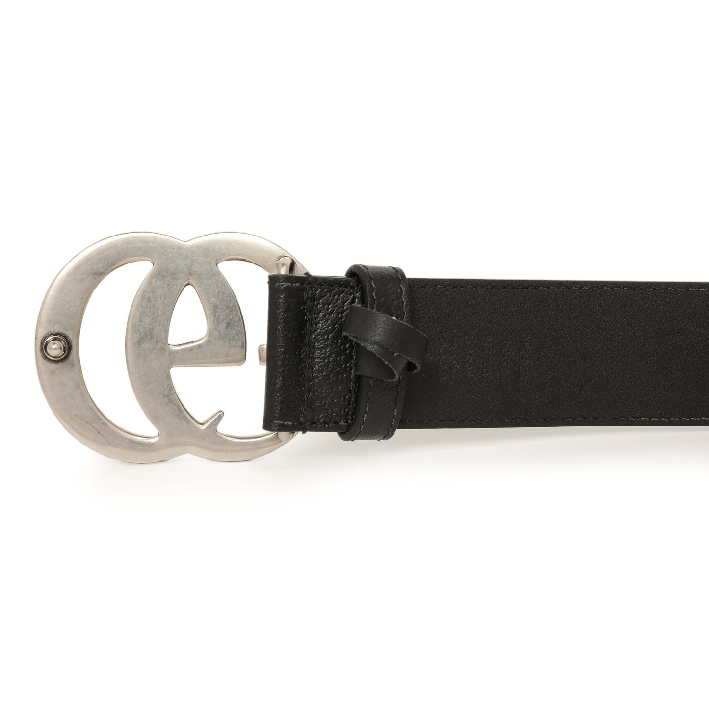 Exclusive Gucci Black Calfskin Double G 40mm Belt — Top View