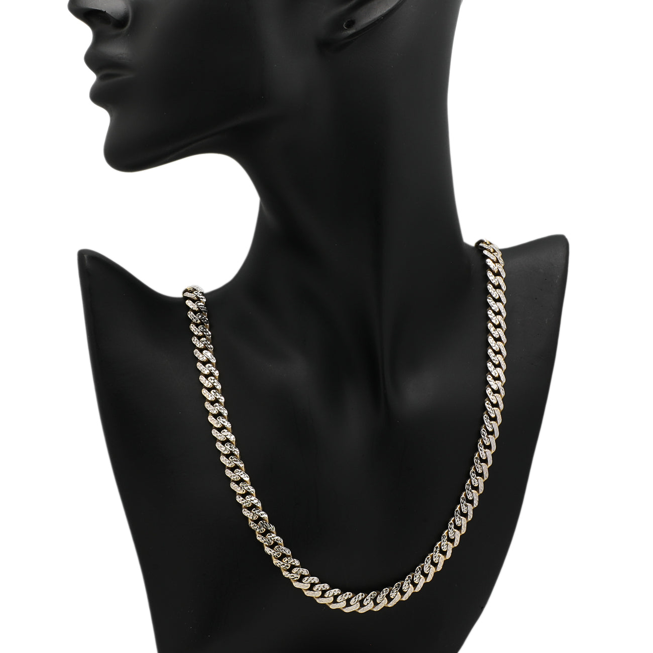 Exclusive 10K Yellow Gold Monaco Diamond Cut Curb Link Chain — Detail View