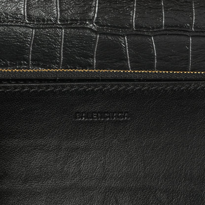 Exclusive Balenciaga Black Crocodile Embossed Small Gossip Bag — Lifestyle View