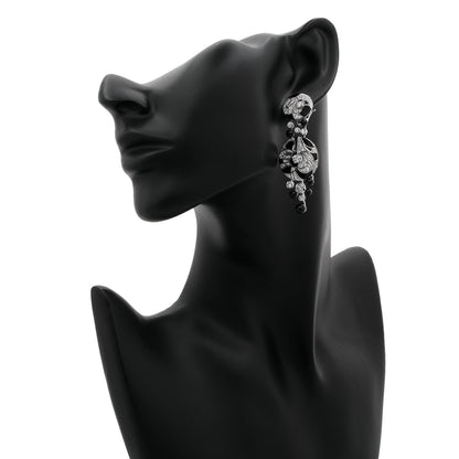 Exclusive Chanel 18K White Gold Diamond Onyx Cafe Society Midnight Earrings — Back View