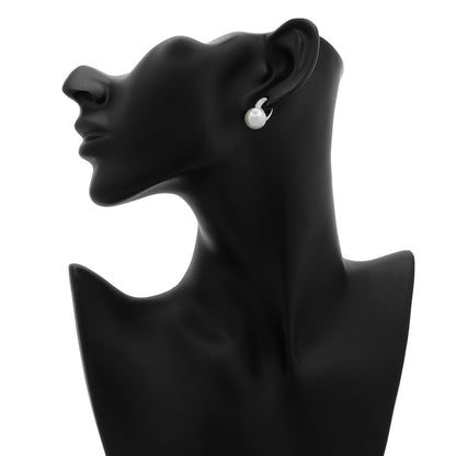 Exclusive Mikimoto 18K White Gold Diamond Classic Elegance White South Sea Cultured Pearl Earrings — Back View