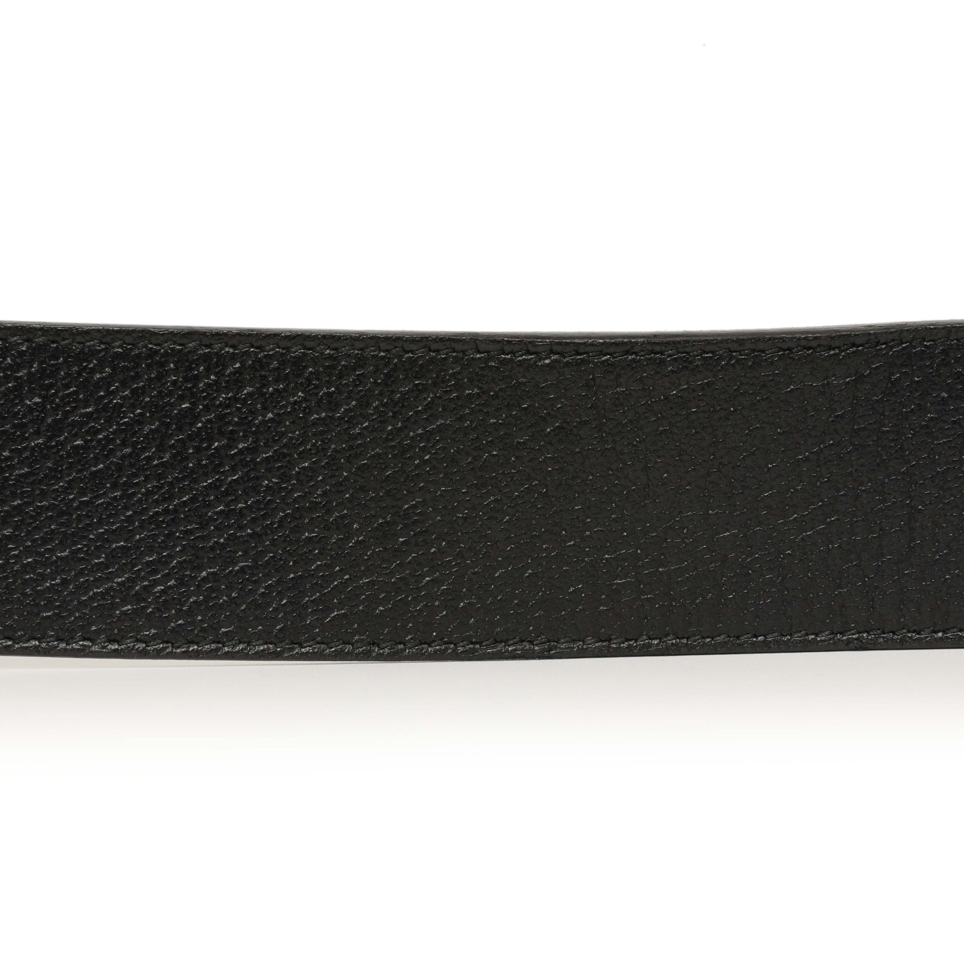Exclusive Gucci Black Calfskin Double G 40mm Belt — Detail View