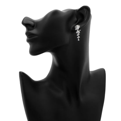 Exclusive 18K White Gold 3.38 Carat Diamond Cascade Earrings — Back View