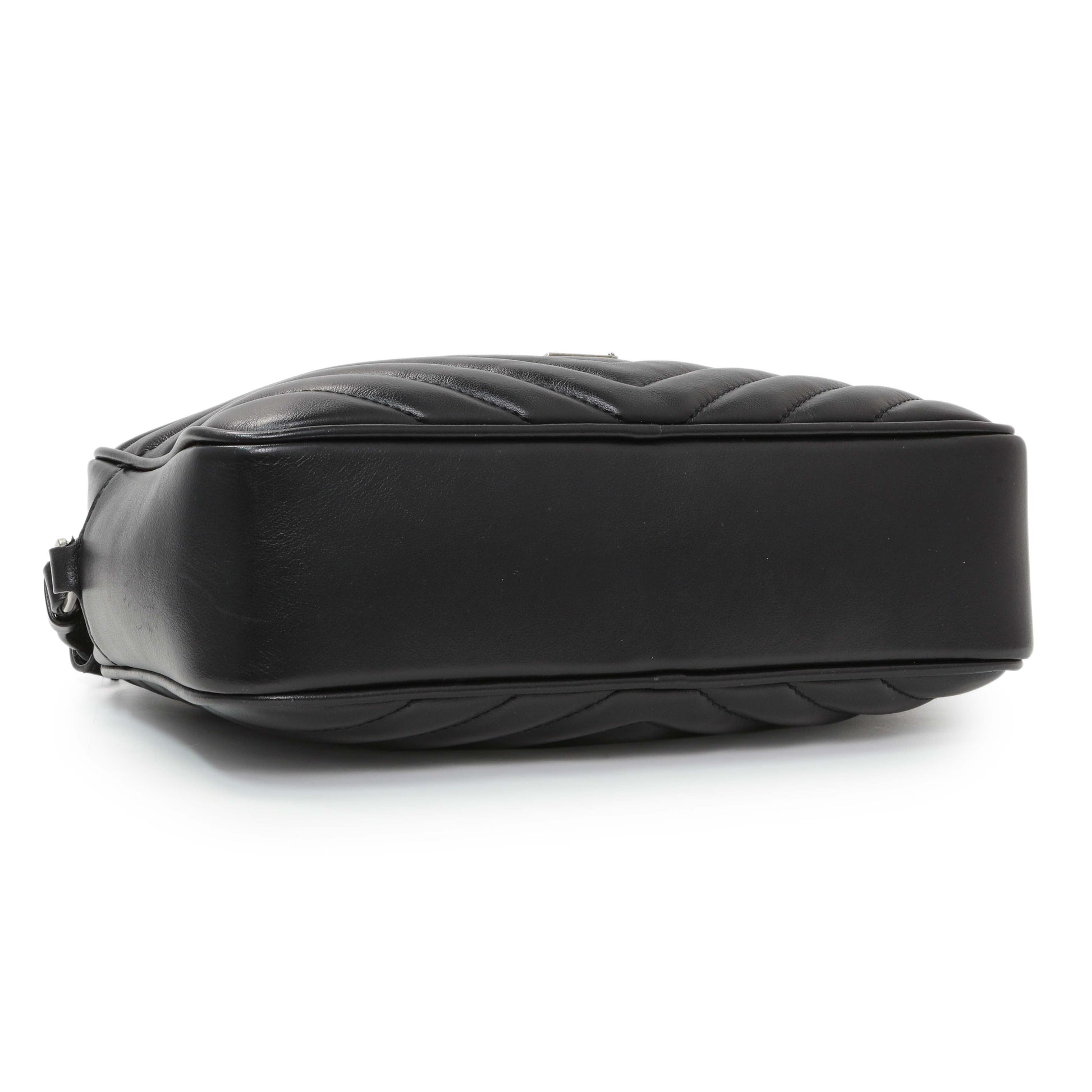 Exclusive Saint Laurent Black Calfskin Matelasse Monogram Lou Camera Bag — Back View