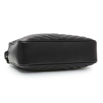 Exclusive Saint Laurent Black Calfskin Matelasse Monogram Lou Camera Bag — Back View