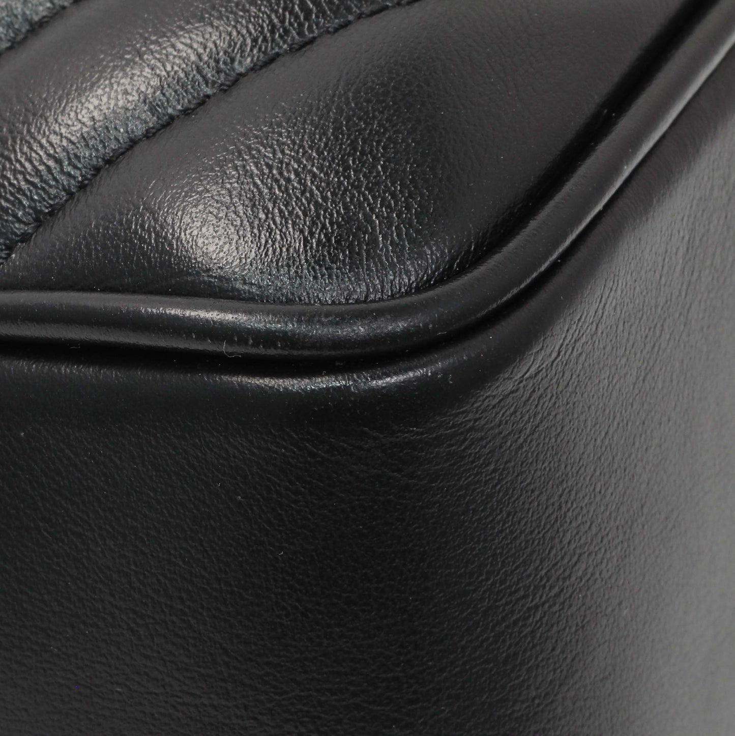 Exclusive Saint Laurent Black Calfskin Matelasse Monogram Lou Camera Bag — Top View