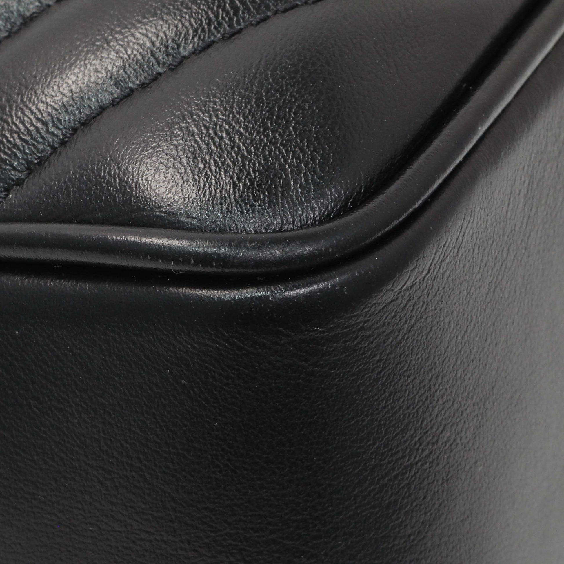 Exclusive Saint Laurent Black Calfskin Matelasse Monogram Lou Camera Bag — Top View
