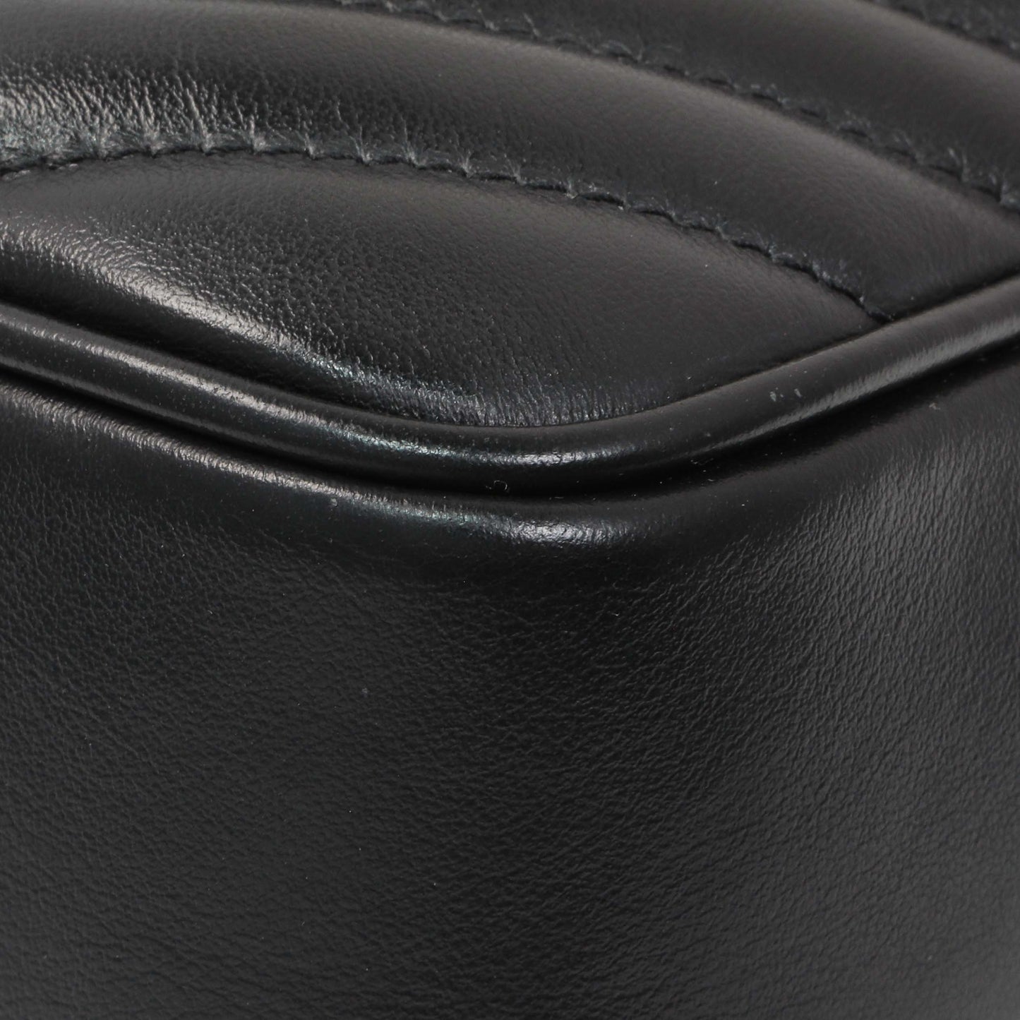Exclusive Saint Laurent Black Calfskin Matelasse Monogram Lou Camera Bag — Detail View