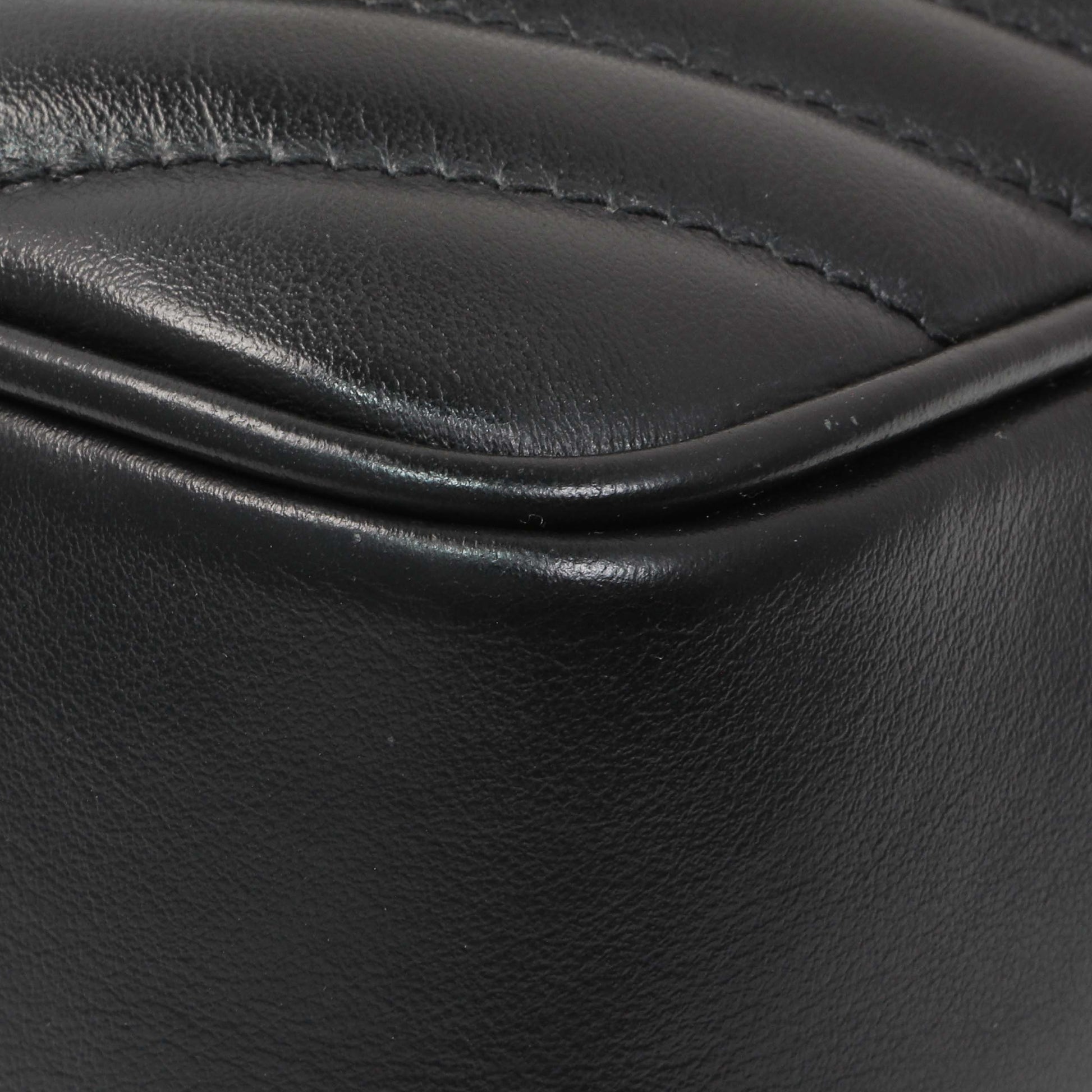 Exclusive Saint Laurent Black Calfskin Matelasse Monogram Lou Camera Bag — Detail View