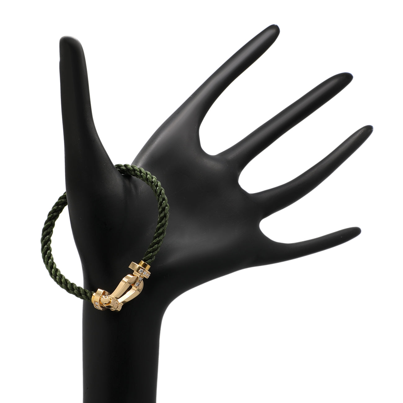 Exclusive FRED 18K Yellow Gold Diamond Force 10 Large Cable Bracelet — Detail View