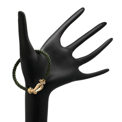 Exclusive FRED 18K Yellow Gold Diamond Force 10 Large Cable Bracelet — Detail View