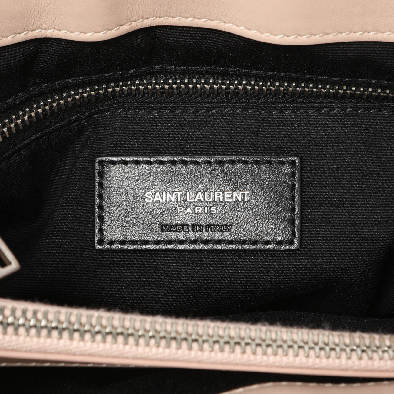 Exclusive Saint Laurent Beige Calfskin Y Quilted Monogram Medium Loulou Chain Satchel — Detail View