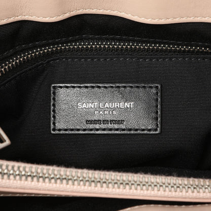 Exclusive Saint Laurent Beige Calfskin Y Quilted Monogram Medium Loulou Chain Satchel — Detail View