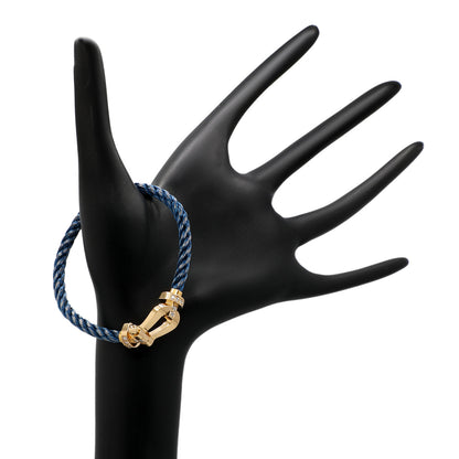 Exclusive FRED 18K Yellow Gold Diamond Force 10 Large Cable Bracelet — Lifestyle View