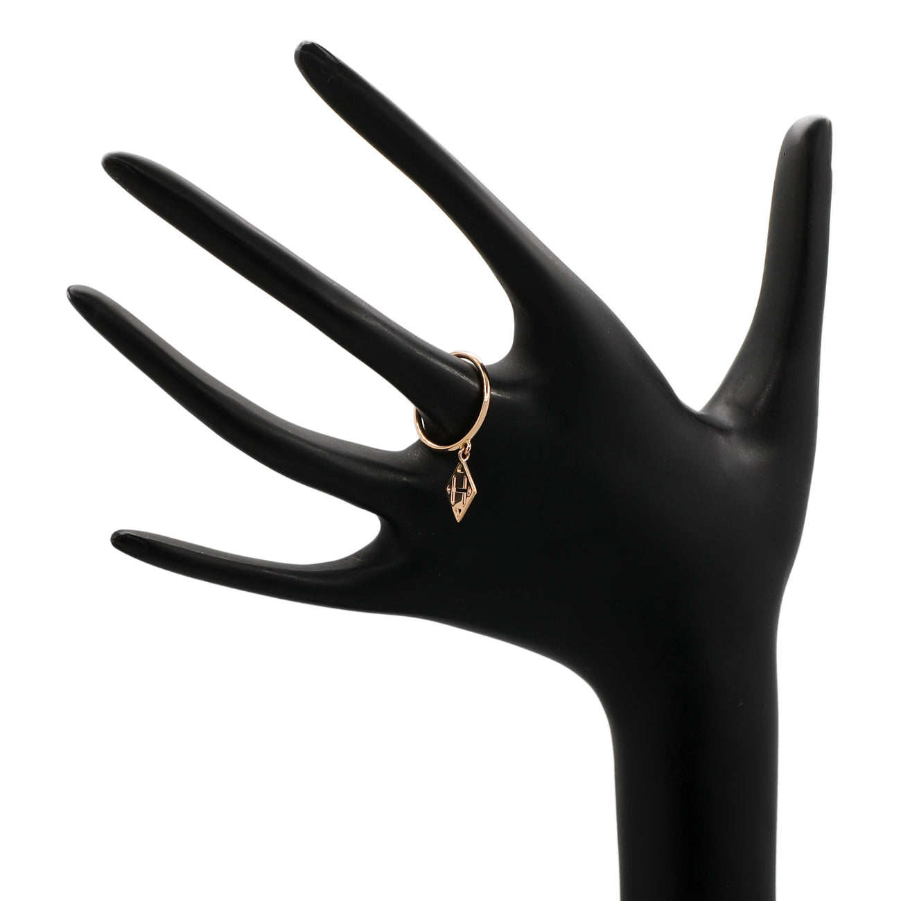 Exclusive Hermes 18K Rose Gold Gambade H Ring — Back View