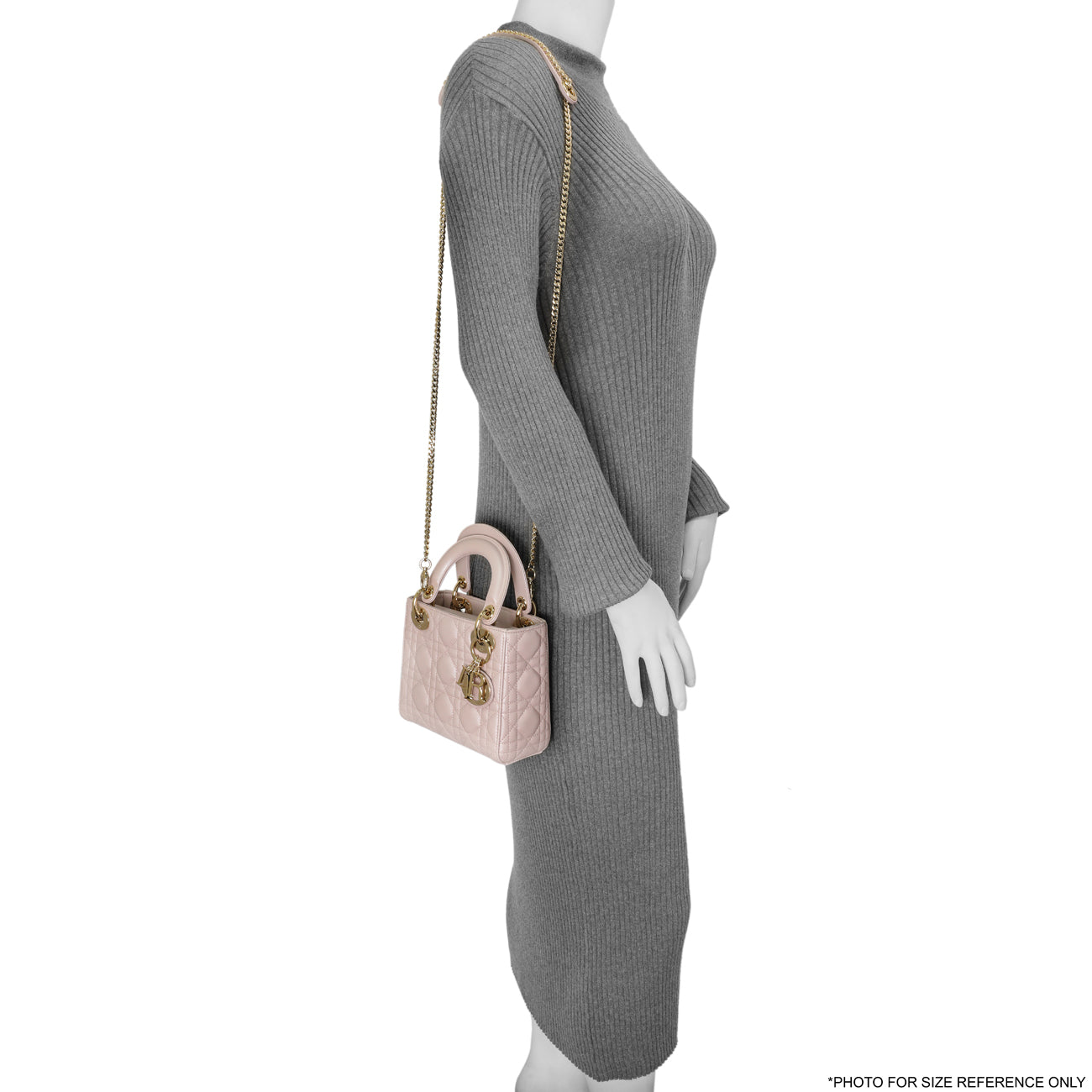 Exclusive Christian Dior Lotus Metallic Lambskin Cannage Mini Lady Dior — Lifestyle View