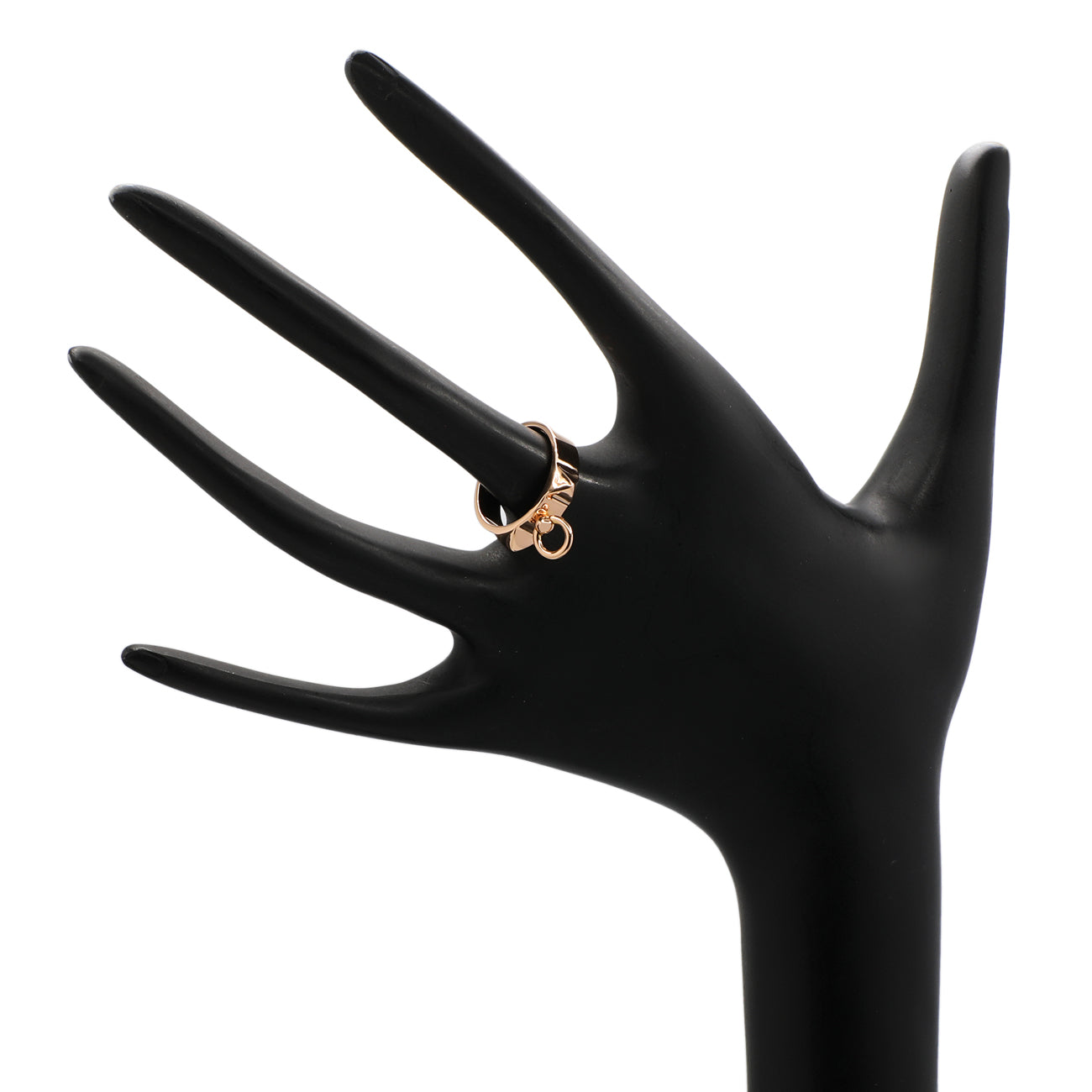 Exclusive Hermes 18K Rose Gold PM Collier De Chien Ring — Back View
