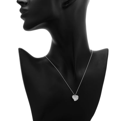Exclusive Tiffany & Co. Sterling Silver Elsa Peretti Carved Heart Pendant Necklace — Detail View