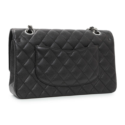 Exclusive Chanel Black Quilted Caviar Medium Double Flap — Side View