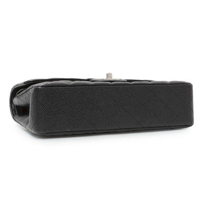 Exclusive Chanel Black Quilted Caviar Medium Double Flap — Back View