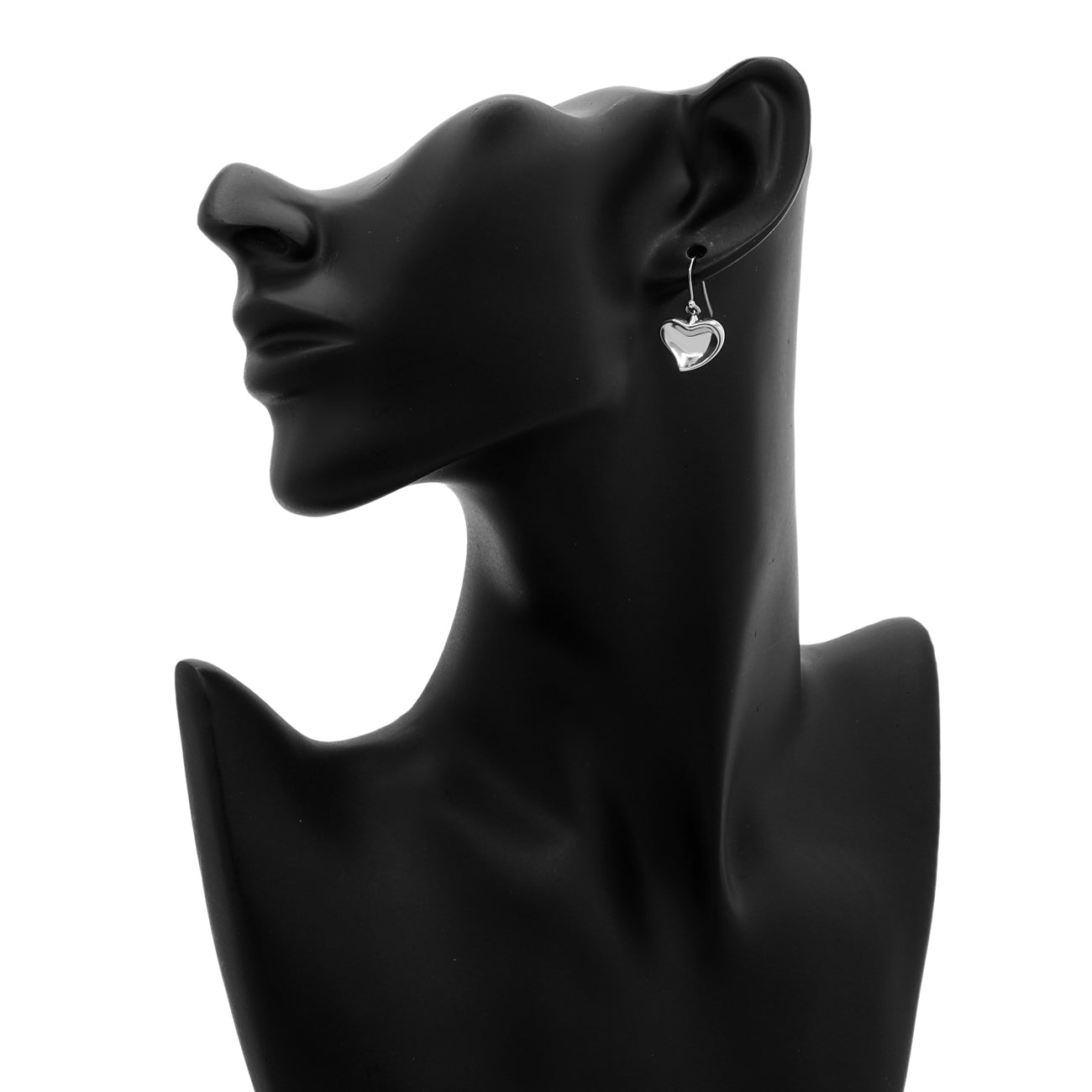 Exclusive Tiffany & Co. Sterling Silver Carved Heart Earrings — Back View