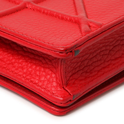 Exclusive Christian Dior Red Calfskin Diorama Wallet On Chain — Lifestyle View