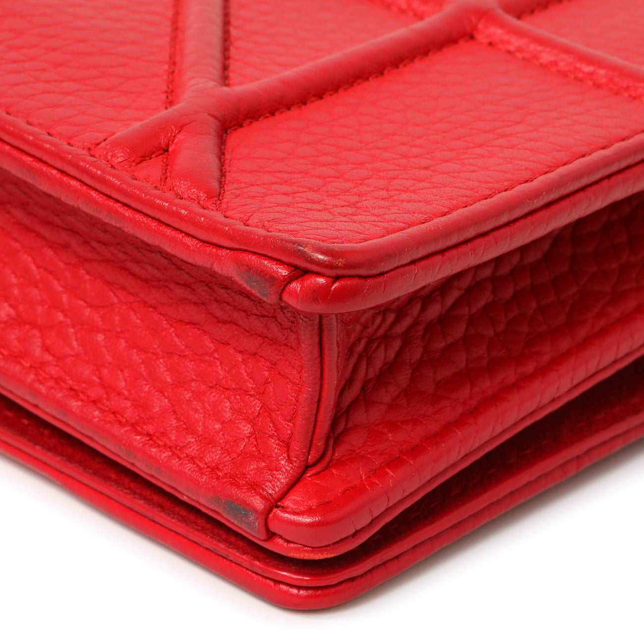 Exclusive Christian Dior Red Calfskin Diorama Wallet On Chain — Alternate View 7