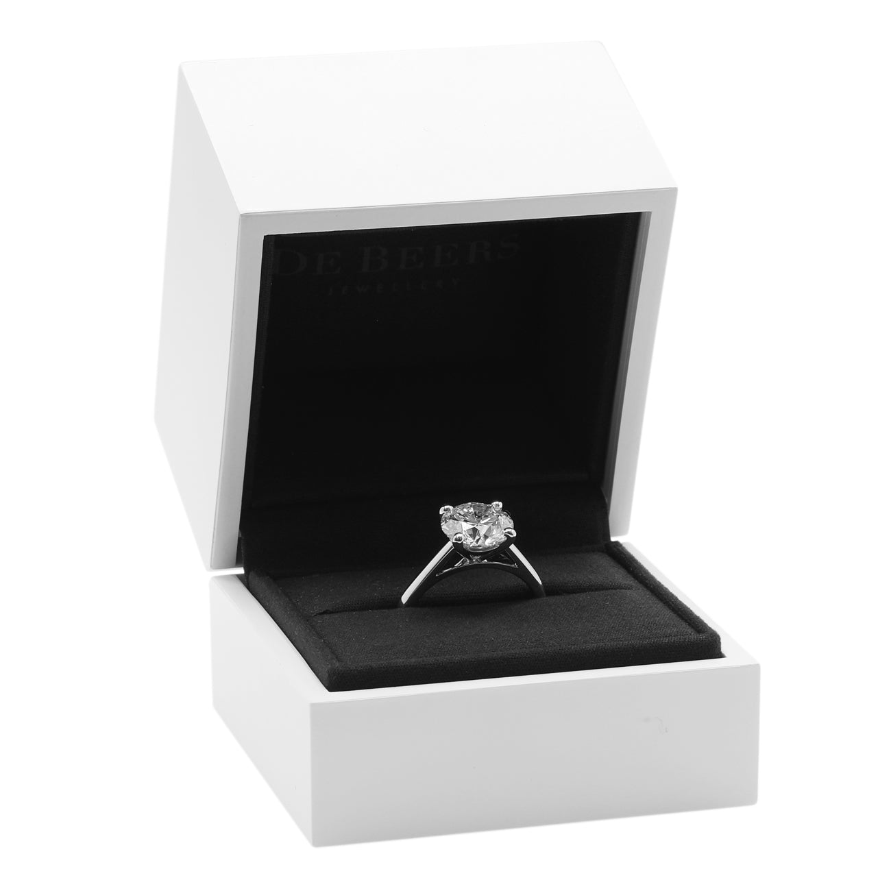 Exclusive De Beers 2.15ct GIA Platinum Classic Round Brilliant Diamond Ring — Detail View
