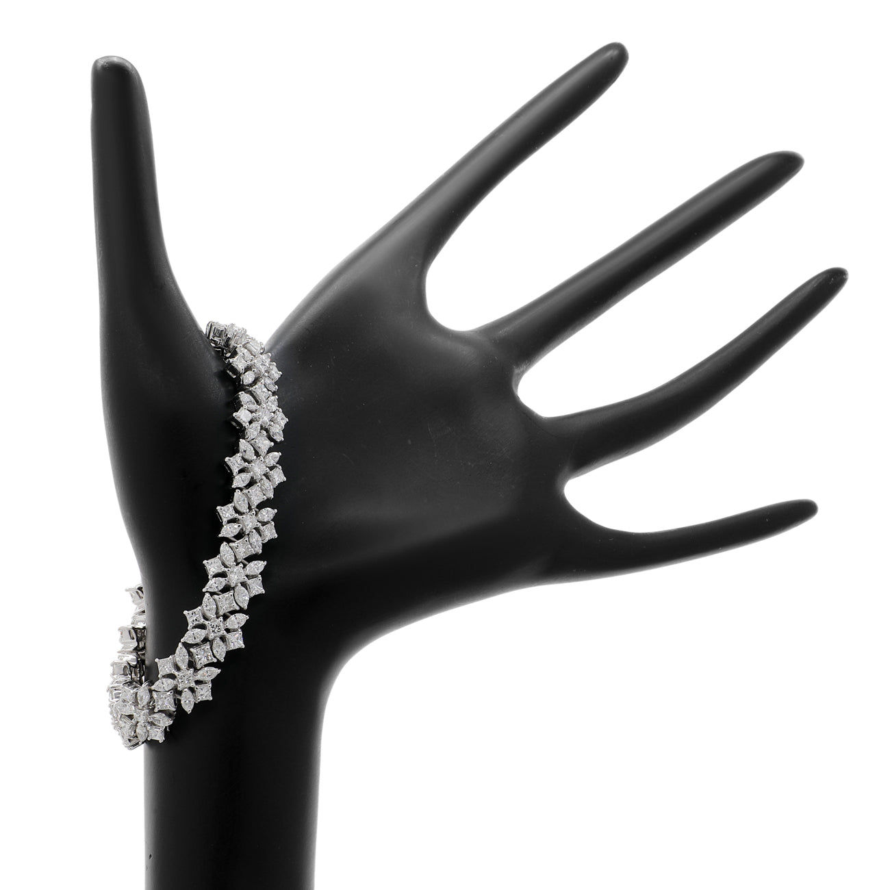 Exclusive 18K White Gold 13.22 Carat Diamond Quatrefoil Bracelet — Back View